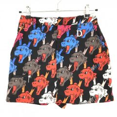 【美品】ダンスウィズドラゴン キュロットスカート 黒×マルチカラー  レディース 2(M) ゴルフウェア Dance With Dragon