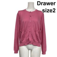 ◇ ドゥロワー Drawer ニットカーディガン 長袖 クルーネック ボックスシルエット トップス ピンク コットン100 2 M 9号 レディース S7A036