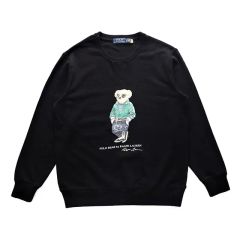 【POLO ラルフローレン 海外アウトレット・並行輸入商品】 メンズ スウェット 裏毛 (裏パイル地) プルオーバー クルーネック トレーナー ポロベアー BLACK
