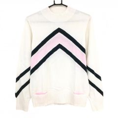 【超美品】ビバハート ハイネックセーター 白×黒 逆V字ライン 裾ポケット ニット レディース 42(L) ゴルフウェア VIVA HEART