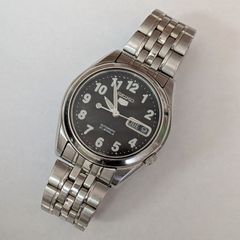 稼働品】SEIKO 5 セイコー5 自動巻き 腕時計 7S26-01V0 ブラック文字盤