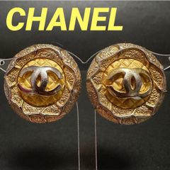 シャネル　CHANEL イヤリング　ココマーク　ヴィンテージ　大型　大人気　希少　チェック　GP　メタル　32.99g　ゴールド　シルバー