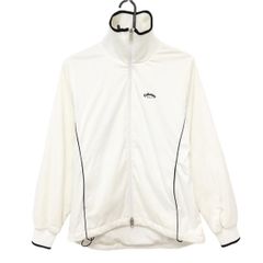 キャロウェイ ジャケット  白×黒 ロゴ刺しゅう パイピングライン 裏起毛 レディース M ゴルフウェア Callaway