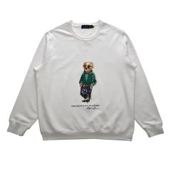 【POLO ラルフローレン 海外アウトレット・並行輸入商品】 メンズ スウェット 裏毛 (裏パイル地) プルオーバー クルーネック トレーナー ポロベアー WHITE