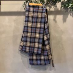 Y/PROJECT - wool asymmetry skirt (size 36) - ワイプロジェクト キルトスカート ラップスカート 巻きスカート ウール チェック アシンメトリー