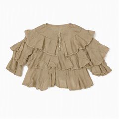 ZARA ザラ ベージュ フリルニット M ネックリボン
