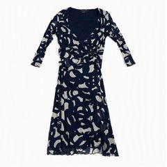 BCBGMAXAZRIA ラップワンピース XS ネイビー 総柄