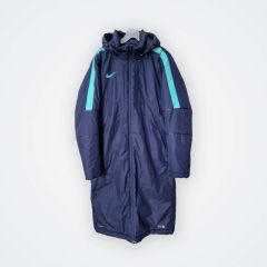 L NIKE フード ロングダウンジャケット ネイビー