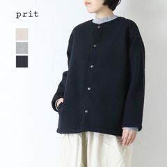 プリット prit ウール混フリース ノーカラージャケット P90713 無地 アウター 羽織 日本製 レディース 2026秋冬