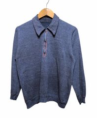 70s ヴィンテージ TALONジップ 襟付き ハーフジップ スウェット 杢ブルー S