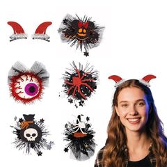 【新品】 LKCCTK ハロウィン ヘアクリップ ハロウィン仮装 髪飾り 蜘蛛 髑髏 魔女帽子 悪魔 かぼちゃ 6点セット コスプレ 仮装舞踏会 学園祭 0