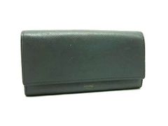 CELINE セリーヌ ラージ フラップ レザー 長財布 ウォレット 札入れ 小銭入れ カード入れ グレー系 DQ1904