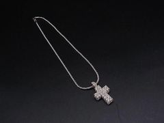 ■美品■ SWAROVSKI スワロフスキー ラインストーン クロス ネックレス ペンダント アクセサリー レディース シルバー系 DQ2156