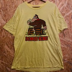 DONKEY KONG ドンキーコング 任天堂 Nintendo キャラクター プリント Tシャツ XL ライトイエロー パステル黄 ハイチ製 2023年 ゲームTシャツ 古着