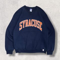 00s RUSSELL ATHLETIC ラッセルアスレチック SYRACUSE シラキュース大学 カレッジスウェット L ネイビー アーチロゴ Vガゼット 古着