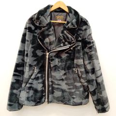 ヴァンソン ダブル ライダース ジャケット カモフラージュ 迷彩 フェイクファー ボア メンズ M ISItems【USED】【古着】【中古】50169192