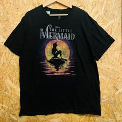 【ディズニー】 リトルマーメイド アリエル シルエット ビッグプリント 半袖Tシャツ ブラック XL