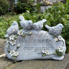 ウェルカムボード 置物 オブジェ ガーデニング 小鳥 バード 鳥 雑貨 オーナメント 玄関 ガーデン 樹脂