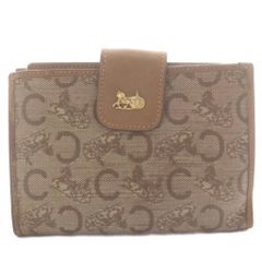 セリーヌ CELINE ヴィンテージ 財布 二つ折り Cマカダム 馬車柄 がま口 PVCキャンバス ベージュ /YO10 ■GY11 ■OH