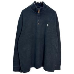 Polo by Ralph Lauren / ポロ ラルフローレン ハーフジップ コットンセーター ブラック (メンズ XL) 中古 古着 Z2195