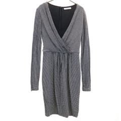 MAX MARA マックスマーラ 千鳥格子柄 長袖 ロングワンピース 36 ブラック系 レディース 古着