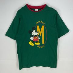 古着 90's/90年代 ディズニー Disney USA製 半袖Tシャツ クルーネック ミッキー ショートスリーブ L  グリーン系 プリント メンズ