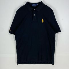 古着 ポロ・ラルフローレン POLO RALPH LAUREN 鹿の子 半袖シャツ 刺繍ロゴ ビッグポニー ポロシャツ L  ブラック系 メンズ