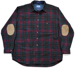 00s メキシコ製 PENDLETONペンドルトン タータンチェック エルボーパッチ付き ウールシャツ XL★75 オールド クラシック ビッグサイズ