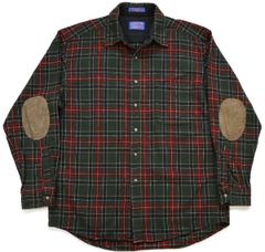 00s メキシコ製 PENDLETONペンドルトン タータンチェック エルボーパッチ付き ウールシャツ L★72 オールド クラシック ビッグサイズ