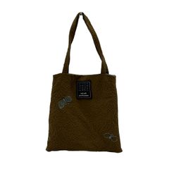 mina perhonen (mina)(ミナペルホネン) トートバッグ ブラウン×ライトブルー ミニバッグ/刺繍/蝶 コットン、ウール