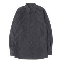 LOUIS VUITTON ルイヴィトン シャツ ブラック 黒 38/15 モノグラム刺繍シャツ イタリア製 トップス カジュアルシャツ 長袖【メンズ】【中古】