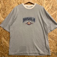 【ディズニーストア】 ドナルドダック アーチロゴ キャラクター刺繍 ボーダー 半袖Tシャツ
