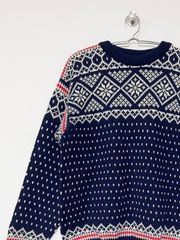 【LAND'S END】ノルウェー製 80-90s ノルディックニット L バーズアイ ランズエンド 古着