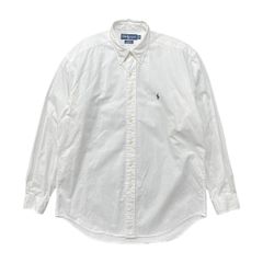 USA 古着 Ralph Lauren Blake ラルフローレン オックスフォード コットン ホワイト 白シャツ 長袖シャツ BDシャツ メンズM BG1779