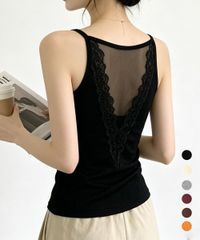 レース 切替 タンクトップ カップ付きインナー レディース 重ね着 おしゃれ インナーキャミ風タンクトップ ブラトップ 肌着 背中見せ インナートップス セクシー 見せインナー 大人可愛い 夏服 1102