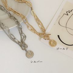 チェーン ネックレス 2021 秋冬 レディース 韓国 おしゃれ コインペンダント アクセサリー ショートネックレス 首飾り 1102