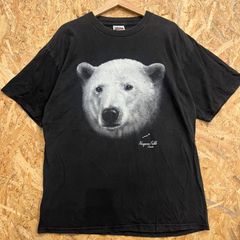 【タルテックス】シロクマ アニマルプリント 半袖Tシャツ ブラック XL TULTEX ナイアガラの滝 アニマルTシャツ