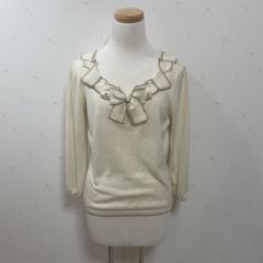 M’S GRACY エムズグレイシー レディース 40 L相当 毛ウール混 リボン ニット アイボリー 秋冬