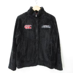 カンタベリー CANTERBURY OF NEW ZEALAND ジャケット ボアジャケット ブルゾン ジップアップ スタンドカラー ワッペン 刺繍 黒 ブラック L
