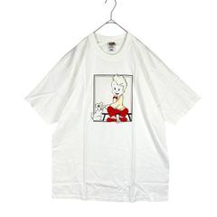 FRUIT OF THE LOOM フルーツオブザルーム Lofteez 半袖Tシャツ L ホワイト 白 キャラクタープリント 少年 犬 ドッグ アニマル イラスト レトロ アメリカン アメカジ ヴィンテージ 古着 ストリート カジュアル 綿100% コットン