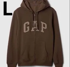 GAP リラックス ジップアップパーカー ブラウン Lサイズ