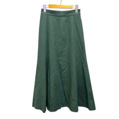 グリーンレーベルリラクシング ユナイテッドアローズ green label relaxing スカート ロング フレア サイドジップ ウール混 無地 38 緑 グリーン