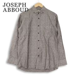 JOSEPH ABBOUD ジョセフ アブード 通年★ 麻 リネン混 長袖 総柄 ボタンダウン シャツ Sz.M メンズ グレー
