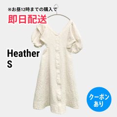Heather ヘザー ワンピース S ホワイト その他総柄 半袖 ロング・マキシ丈 フレア レディース