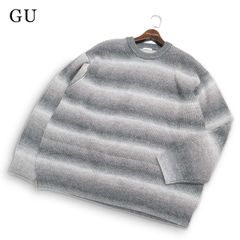 新品 23AW GU ジーユー 秋冬★ グラデーション ローゲージ ニット セーター 大きいサイズ Sz.XXL メンズ 灰 미사용 블랙