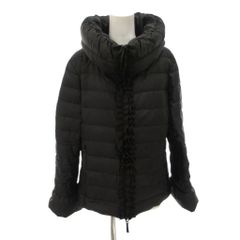 トゥービーシック TO BE CHIC ダウンジャケット 46 黒 ブラック フリル ハイネック スタンドカラー 長袖 無地 /TL ■ECF008