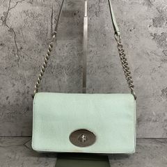 良品 COACH コーチ ショルダーバッグ チェーン ターンロック レザー ミントグリーン