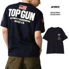 アヴィレックス AVIREX トップガン パッチ ＆ プリント Tシャツ メンズ  半袖Tシャツ 7833934013-120 ネイビー