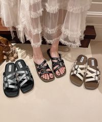 ベルトサンダル クロスストラップサンダル 歩きやすい 春夏 スリッパサンダル ぺたんこフラットサンダル 軽量 痛くない ビーチサンダル 履きやすい リゾートサンダル夏 サマーサンダル軽い 1102