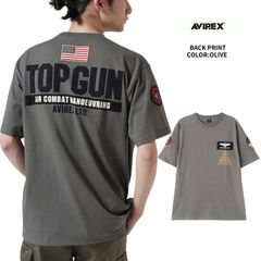 アヴィレックス AVIREX トップガン パッチ ＆ プリント Tシャツ メンズ  半袖Tシャツ 7833934013-310 オリーブ